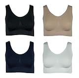 J-Line 4er Damen Komfort Bustier Schlaf BH ohne Bügel nahtlos Soft Bra Bralette, Größe:2XL, Farbe:Weiß