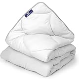 Slaapspeciaal Bettdecke ohne Bezug 140x200cm - Ganzjahresdecke [Wärmeklasse 2] Atmungsaktiv & Regulierend - Gelfasern für Daunengefühl - Waschbare allergiker Bettwäsche - Weiss