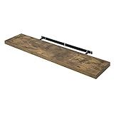 WOLTU Schweberegal Wandregal freischwebend Regal Wandboard Bücherregal Holz Board für Bücher, Bilder, Deko 110x23x3.8cm Vintagebraun RG9316hov