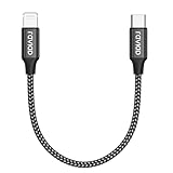 RAVIAD USB C auf Lightning Kabel Kurz 0.3M, iPhone Ladekabel MFi Zertifiziert Power Delivery Nylon USB C Lightning Kabel für iPhone 14/13 Pro Max/12 Pro Max/12 Mini/11 Pro/X/XS/XR/SE- Schwarz