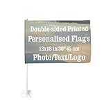 Personalisierte Autofahnen mit Ihrem eigenen Design – 30,5 x 45,7 cm benutzerdefinierte Flaggenbanner für Auto, LKW, Outdoor-Dekoration, mit Foto, Bildtext, individuelle doppelseitige Flagge,