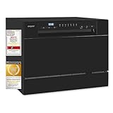 Exquisit Geschirrspüler GSP5206-030D schwarz | Spülmaschine 55 cm | Maßgedecke: 6 Restlaufzeiten Anzeige | Standgerät…