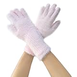 LERTREEUK Plüsch flauschige Vollfingerhandschuhe Winter Warm Erweiterte Touchscreen Handschuhe Gestrickte dehnbare Handschuhe für Frauen Männer (Rosa)