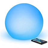 Mr.Go 6' Wiederaufladbare Nachttischlampe LED Lampe Kugel, 16 Farben, 8 Dimmbar Helligkeit, Farbwechsel Rgb Sphäre Nachtlicht Tischlampe mit Fernbedienung for Innen Außen Deko
