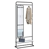 Ganzkörperspiegel Ganzkörperspiegel vom Boden bis zur Decke, drehbarer Ankleidespiegel, Hängegarderobe, integrierte einfache Aufbewahrung, Garderobe for Zuhause und Schlafzimmer Full Length Mirror(Sch