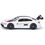 siku 1581, BMW M4 Racing 2016 Sportwagen, Metall/Kunststoff, Weiß/Multicolor, Detailgetreuer Heckflügel, Spielzeugauto für Kinder