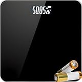 Retoo Personenwaage Digital Körperwaage Digitalwaage Waage Personen Step-On Technologie LCD-Anzeige Gewichtswaage gehärtetem Glas, Sensoren, bis180Kg Gewichtsanzeige kg Schwarz