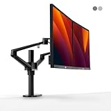 ALBERENZ® Doppelmonitorhalterung - Verstellbarer Monitorarm für 2 Bildschirme, 17-27' Monitore, ergonomisches Design, höhenverstellbar und neigbar, Farbe Schwarz