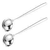 LOORGVEL 2 Stück Teiliges Suppenkellen aus hochwertigem Metall und Verschleißfest Großes Fassungsvermögen Ergonomischer Griff mit Praktischem Aufhänge design zum Servieren von Suppen und