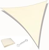 KAHEIGN Sonnensegel Dreieckig 3m x 3m x 3m Wasserdicht, UV Schutz Sonnenschutz Balkon Sonnensegel Leinwand 180gsm Sonnenschutz für Garten Balkon (Creme)