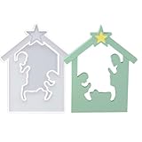 TREABEAR Weihnachtskrippe Gießformen Silikon, Epoxidharz Formen Silikon, Silikonformen Gießformen Weihnachten, Silikonformen Gießformen Weihnachten, Silikonform Kerzenhalter Krippe Weihnachten