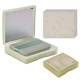 200 Stück Gesichts Löschpapier Set mit Spiegel und Puderquaste, Blottpapier Für Fettige Hautpflege, Blotting-Papiere, Ölabsorbieren de Blätter, Öl-Löschpapier, Face Oil Blotting Papers (Grüner Tee)