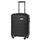 BARRENS Kabinenkoffer | Kabinengepäck | 55x40x20cm | 34 L | ABS-Material | Chiffrierschloss Reisekoffer | Handgepäck mit 4 Rollen | Flexibler Griff | Hartschalenkoffer | Airline-kompatibel | Schwarz