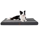 BEDSURE orthopädisches Hundebett Grosse Hunde - 112x81x7.6cm Hundekissen flauschig Hundematte waschbar Hundematratze in dunkelgrau für große Hunde