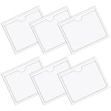Vicloon Visitenkartentaschen Kleben, 6 Stück Visitenkartentaschen Selbstklebend Transparent, 100mm * 80mm, Etikettenhalter Selbstklebend, Obere Öffnung, Büro Organisieren und Sortieren