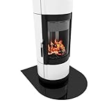 BIJON Funkenschutz-Platte Schwarz mit polierter Kante, Glasplatte Kaminofen, Kaminschutz mit ESG Sicherheitsglas, Kamin Glasplatte, Rundbogen 100 x 100 cm, 6mm