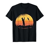 Lustiges Angler und Fischer Design Herren Angler Sonnenuntergang Fischer Angel T-Shirt Schwarz S Crew Neck Kurzarm Casual Sporty Fishing T-Shirt
