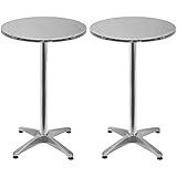 Deuba Stehtisch 2et Set Höhenverstellbar Stabil 70 cm / 115 cm Hoch Aluminium Ø 60 cm Edelstahl Indoor Outdoor Rund Bistrotisch Biertisch Partytisch