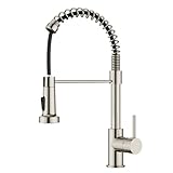 FORIOUS Wasserhahn Küche, Edelstahl-Wasserhahn Küche Ausziehbar Brause, Einhebelmischer Mischbatterie Küche,Spülarmaturen Küche 360° Drehbare Küchenarmatur und Doppelfunktionsbrause