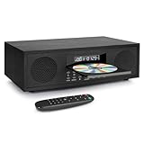 Kompaktanlage mit CD Player, Micro-HiFi-Anlage 2x20W Lautsprechersystem, Mini-Stereoanlage mit UKW-Radio, Bluetooth, Aux-Eingang, USB-Eingang, HiFi-Musikanlage mit Audio-Ausgang (CD169, Retro Schwarz)