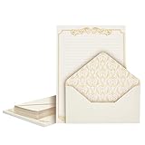 Vintage Briefpapier mit Umschlägen (Set, 60 Blatt, 30 Umschläge) - Liniert, Mit Goldfolien-Bordüre