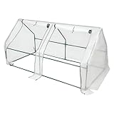 Kleines Gewächshaus PVC Wetterbeständige Foliengewächshaus Frühbeet Transparent mit Rollfenster für Garten Balkon Aufzucht (Grün, 180×90×90cm)