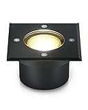 lambado® LED Bodenstrahler für Außen - extra flach, befahrbar & wasserdicht inkl. 5W Strahler warmweiss dimmbar - Schwarz eckige Bodenleuchte/Bodeneinbaustrahler IP67 für Terrasse & Garten