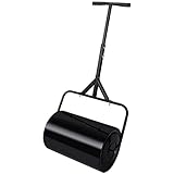 Threlaco Rasenwalze, Abschleppen hinter Hof, mit Wasser und Sand gefüllte Gartentrommelwalze zum Einpflanzen, Säen, Garten, Hinterhof, Beseitigung von Rasenschäden (Schwarz, 35,5 Liter)