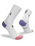 INBIKE Rennrad Socken Fahrradsocken Damen Weiß Grau Pink Wandersocken Kompressionssocken Laufsocken Sportsocken Anti-Blasen Weißpink