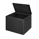 Casaria® Gartenbox 190L UV-beständig Griffmulden Verschlussvorrichtung Balkon Terrasse Wohnzimmer Wintergarten Kissenbox 78x44cm Holz-Optik Anthrazit