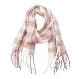 BIANRUN Halstuch Damen Winter Frauen Schalschal Frauen Plaid Dicker Quasten Verdickte Schaldecke Frauen Kaffee