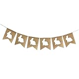 Hasen-Leinwand-Kranz, einfache Osterdekoration, Hasen-Banner, Fahnenaufzucht, Party-Dekoration Mgj431 (Beige, One Size)