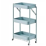 Friseurwagen, Bewegliches Regal, Faltbarer Mehrzweckwagen mit 3 Ebenen, beweglicher Aufbewahrungs-Organizer, for den Heimgebrauch, Schönheitssalon, Friseurladenwagen(Green)