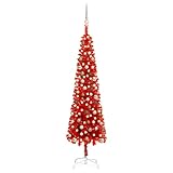 Dekor Saisonale & Urlaubsdekorationen Weihnachtsbäume Schlank Weihnachtsbaum mit LEDs & Kugel Set Rot 210cm