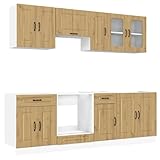 HEFZGDB 8-TLG. Küchenschrank-Set Kalmar Artisan-Eiche Holzwerkstoff Schränkchen Küchenschrank Apothekerschrank Küche Küchenmöbel Einzelteile für Küche Wohnbereich Badezimmer Speisesaal