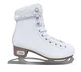 Cox Swain Klassische Eislauf Schlittschuhe ICEPEARL, für Damen und Kinder, bequem, warm gefüttert - Edelstahlkufe vorgeschliffen, White/Silver Gr. 38