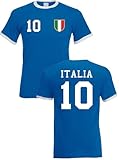 Herren T-Shirt Italien Trikot EM 2024 Italia mit eigenem Namen + Nummer - Blau XL