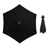 Ersatzdach für den Außenbereich, 3,0 m, wasserdichtes Gewebe für 68 Rippen, Sonnenschirm, blau, Terrassenabdeckung, um das Gartenerlebnis und die Schattenlöser zu verbessern, Schwarz , 8ribs:3.0m