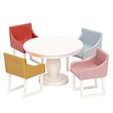 LUNDBY Puppenhaus Esszimmer Möbel Tisch und Stühle Set, 5-teilig Puppen Haus Puppenzubehör für Minipuppen 11 cm – Alter 4+, Maßstab 1:18