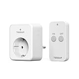 TESSAN Funksteckdosen mit Fernbedienung 30,5M, 3600W Stecker mit Fernbedienung, Platzsparende Steckdose, Schaltbare Funksteckdose Steckdose für Lampe und Haushaltsgeräte, Weiß