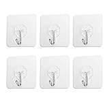 FANGZIDM 6 Stück Klebehaken Keine Nägel Wasserdichte Wandhaken Kleiderbügel für Mäntel Schals Handtücher Taschen Schlüssel im Badezimmer Küche Büro