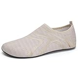 IceUnicorn Badeschuhe Damen Strandschuhe Herren Barfuss Socken Schwimmschuhe Aquaschuhe Wasser leich(342Beige,40/41EU)