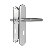 AwmnSrman Türgriffe Innentüren Türklinke Türbeschlag Drückergarnitur Zimmertür Garnitur 72MM-BB-Buntbart Set 1er-Set Moderne Edelstahl 2 Türklinken & 2 Langschilder 240 * 50 mm