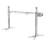 SICHENSH Edelstahl Spanferkelgrill mit Motor, Edelstahl-Drehspießröster, Elektrisches Edelstahl Grillspieß Set mit Doppelte U-förmige Haken, Spießbratengrill für Spanferkel und Lämmer