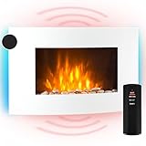 KLARSTEIN Elektrischer Kamin für den Innenbereich, elektrische Heizung mit 2000 W, künstlicher Wandkamin mit Flammeneffekt aus LED, Fernbedienung inklusive, programmierbar, Timer, Thermostat