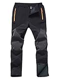 Gash Hao Herren Wasserdicht Winddicht Wanderhosen Ski Hosen Warme Softshellhosen Winter Outdoorhose Snowboardhose Trekkinghose Reißverschluss unten am Bein Hosen(180 Schwarz, 32W x 30L)