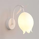 Nachttisch-Wandleuchte, Blumenform, Metall-Schwanenhals-Wandleuchte mit Acryl-Lampenschirm, moderne LED-Wandlampen – 7 W – 3 Farbmodi, japanische dekorative Wandleuchten