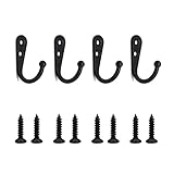 DaiUni 4 Stück Kleiderhaken Schwarz mit Schrauben, Kleiderhaken Wand Hohe Festigkeit, Garderobenhaken Schwarz, für Schlafzimmer, Badezimmer, Kleiderschrank, Wohnzimmer.