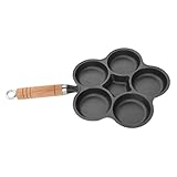 LOLPALONE Gusseisenpfanne, Unbeschichtete Frühstückspfanne, Antihaftbeschichtete Omelettpfanne, Hamburgerform mit Fünf Löchern, Eierknödel-Bratpfanne