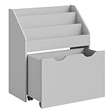 SONGMICS Bücherregal Kinder, Kinderregal, Spielzeugregal, mit 3 Regalebenen, Aufbewahrungsbox auf Rollen, multifunktional, für Kinderzimmer, Spielzimmer, Taubengrau GKR041G10